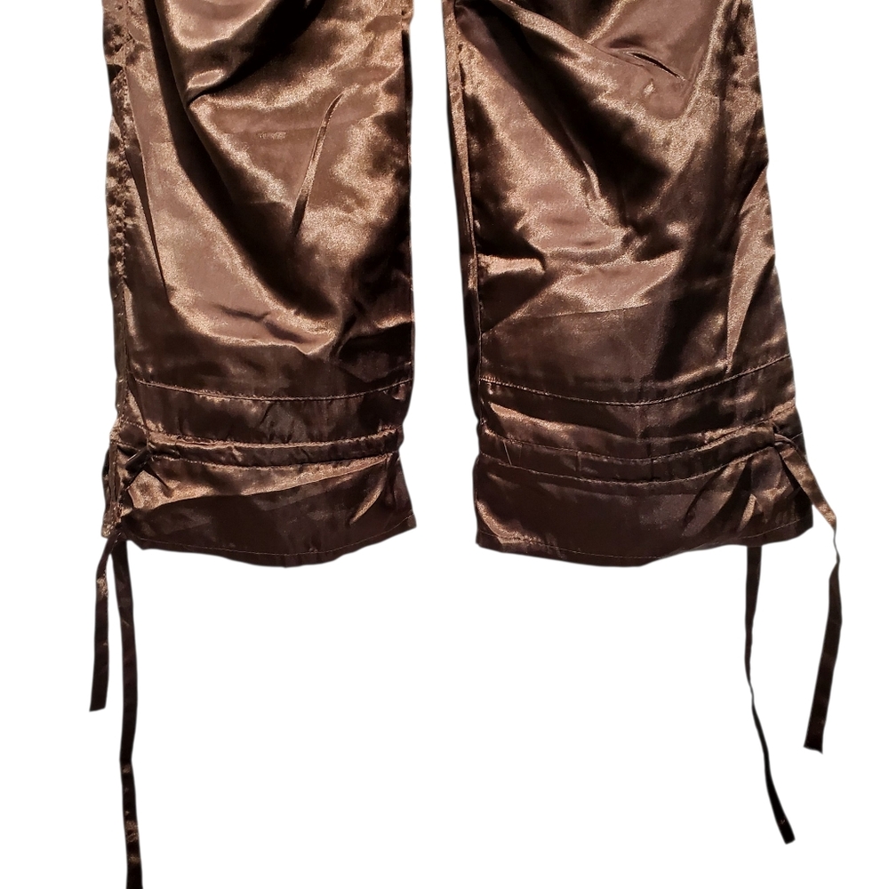 LSL Gold Shimmer Silk Blend Cargo Pants sz 4 Chocolate - Brown - Picture 6 of 7